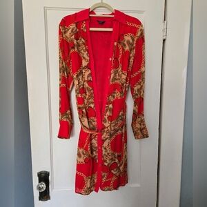Marciano Red and Tan Chain Print Dress